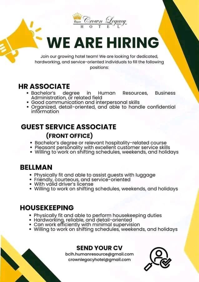 Hr Associate at Crown Legacy Hotel | Mvungi